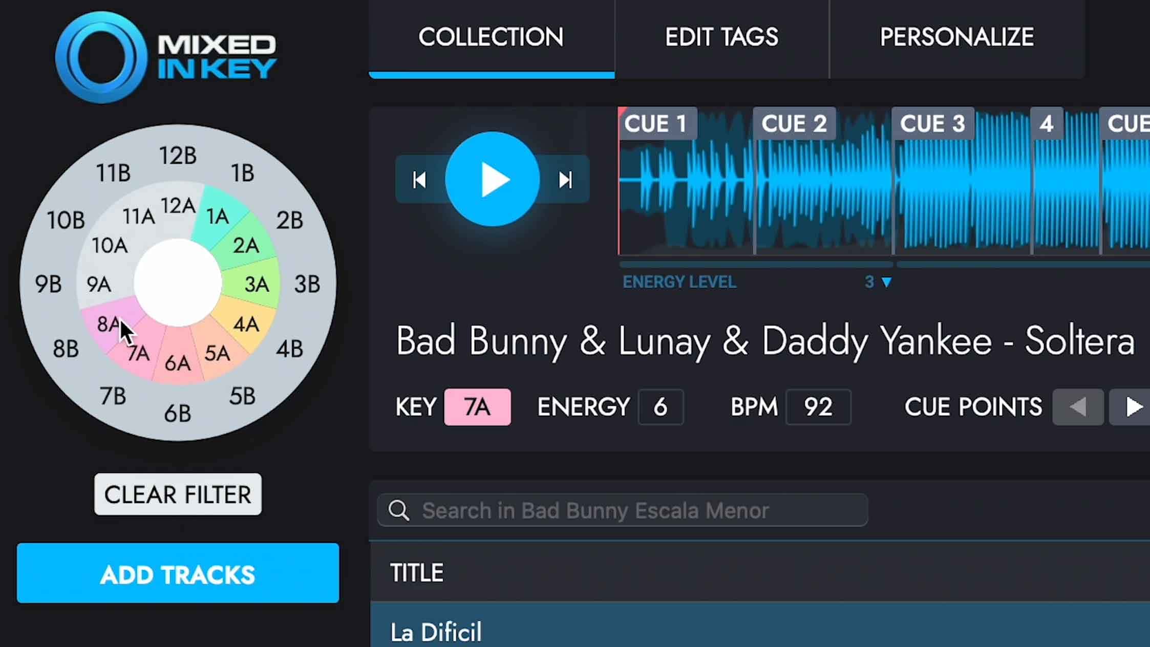 Rueda Camelot con Bad Bunny mostrando tonalidades de sus canciones